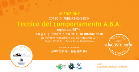 IV edizione formazione per “Tecnico comportamentale A.B.A. - certificato RBT"